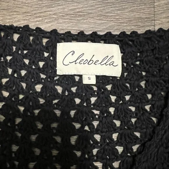 Cleobella Daphne Crochet Swim Coverup Mini Dress Size Small Black Handmade Coverups